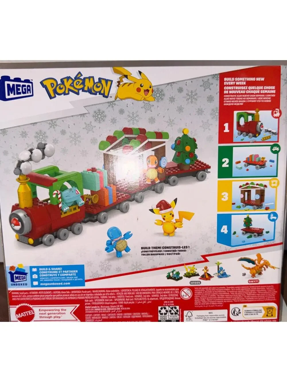 Pokemon MEGA Holiday Train Building Set Pikachu Charmander Bulbasaur Squirtle